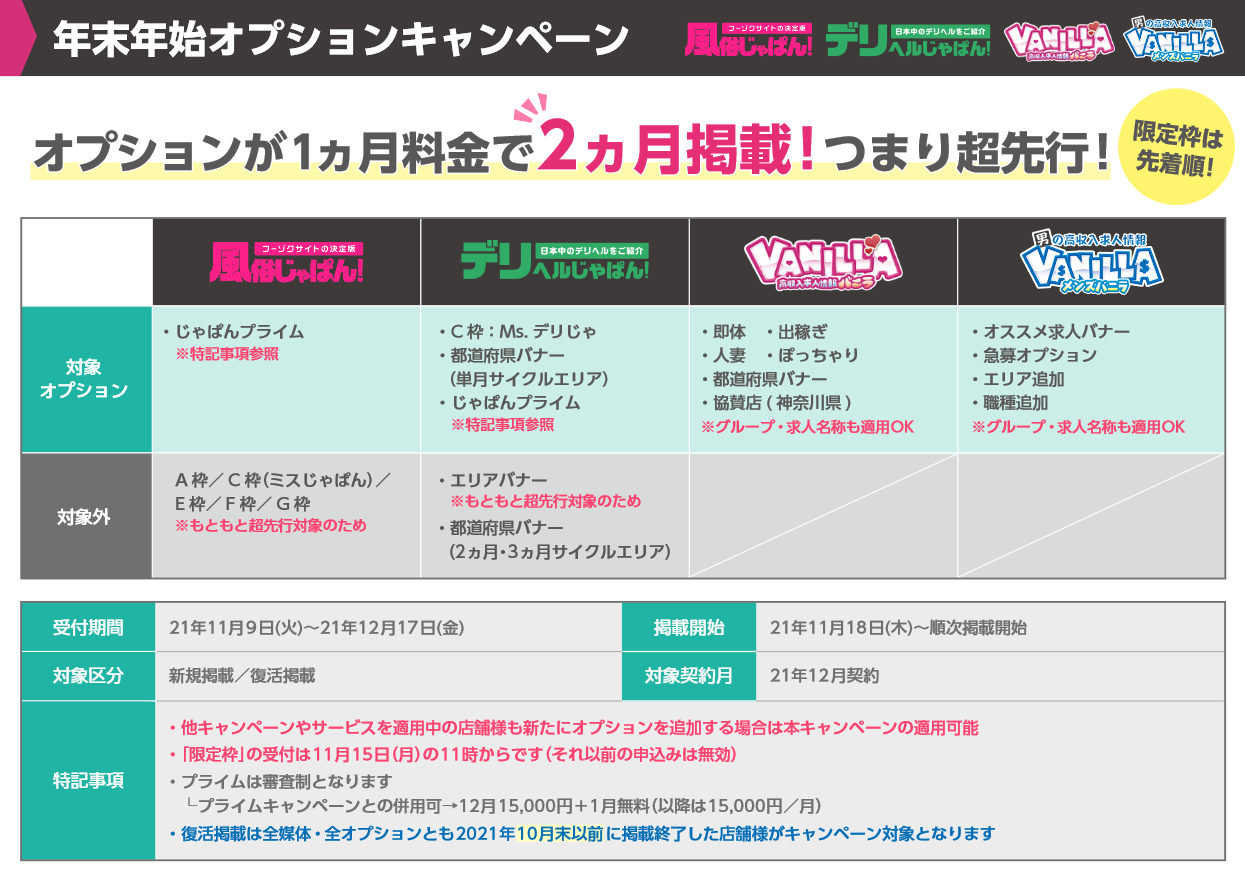 バニラ：年末年始オプションキャンペーン