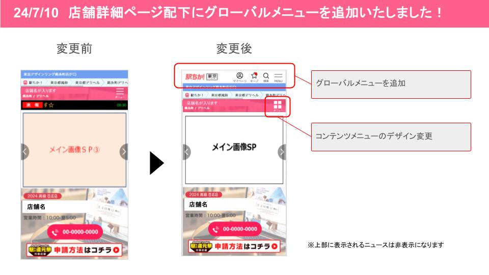 駅ちか：店舗詳細ページ配下にグローバルメニューを追加